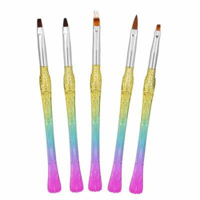 WALFRONT 5Pcs Nail Art Design Brushes Rainbow Gradient Brush Colorful Nail Painting Pen Manicure Tools, Painting Brush Set,Liner Pen