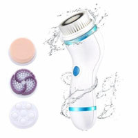 Pretty See 4 in 1 Electric Facial Cleaning Brush Rechargeable Face Scrubber Portable Face Exfoliator Cleanser with 4 Different Brush Heads, Blue