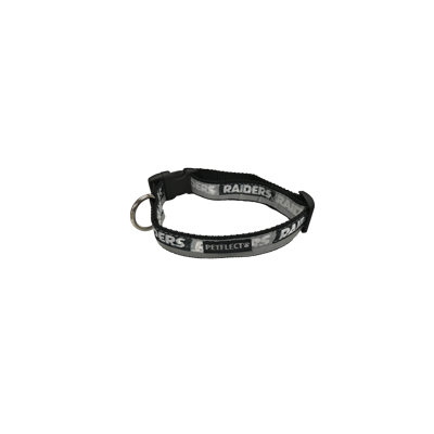 Petflect Oakland Raiders Dog Collar - Reflective - Nylon - Super Strength - NFL Team Logos - Small, Neck 11