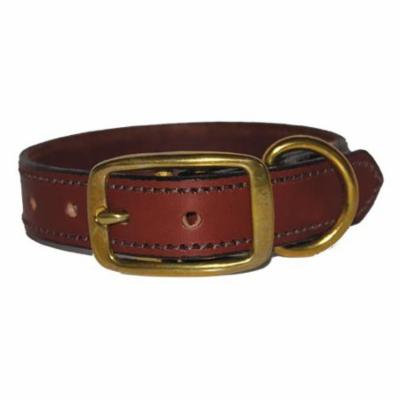 Premium Chestnut Leather Stitched Dog Collar 18