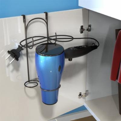 Hair Dryer Holder- Over-the-Cabinet Door Bathroom Styling Rack Holster for Curling Iron, Blow Dryer