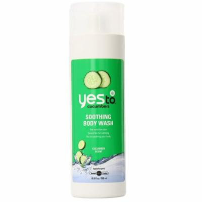 Yes To Cucumber Soothing Body Wash, Cucumber Scent, 16.9 Fl Oz + Makeup Blender Sponge
