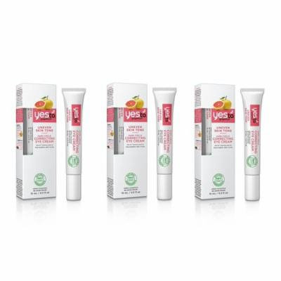 Yes To Grapefruit Uneven Skin Tone, Dark Circle Correcting Eye Cream, 0.5 Oz (Pack of 3) + Makeup Blender Sponge