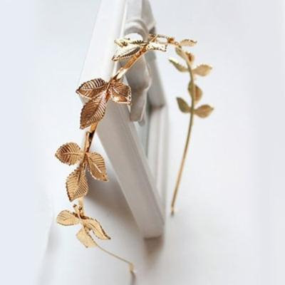 Girl12Queen Women's Fashion Golden Color Leaves Headband Alloy Hair Accessory Gift Hairband