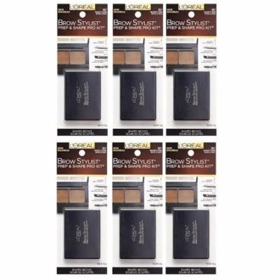 L'Oreal Brow Stylist Prep & Shape Pro Kit, #387 Medium To Dark (Pack of 6) + Makeup Blender Sponge