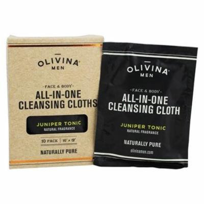 Face & Body All In One Cleansing Cloths Juniper Tonic - 10 Pack by Olivina Men (pack of 4)
