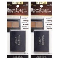 L'Oreal Brow Stylist Prep & Shape Pro Kit, #387 Medium To Dark (Pack of 2) + Makeup Blender Sponge