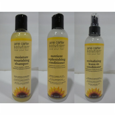 Jane Carter Moisture Nourishing Shampoo, 8 oz & Nutrient Replenishing Conditioner, 8 oz & Revitalizing Leave-In Conditioner, 8 oz Set