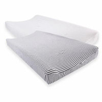 Touched by Nature Baby Boy and Girl Organic Changing Pad Cover, 2-Pack - White/Heather Charcoal