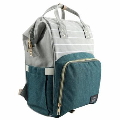 Stripe Diaper Nappy Backpack Waterproof Large Capacity Mom Bag Green