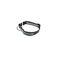 Petflect Brown Blue Horizontally Striped Dog Collar - Reflective - Nylon - Super Strength - Small, Neck 11