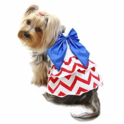 Klippo Pet KDR063LZ Puppy Patriotic Red, White & Blue Large Bow Sundress - Large
