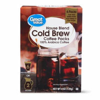 Great Value Cold Brew Coffee Packs, House Blend, 6 oz, 6 Count