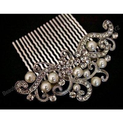 Bridal Wedding Jewelry Crystal Rhinestone Beautiful Flower Wave Hair Comb Pin #7 by beautyxyz
