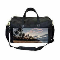Palms Sunset Print Large Black Duffel Style Diaper Baby Bag