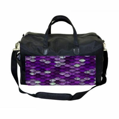 Purple Mermaid Scales Large Black Duffel Style Diaper Baby Bag