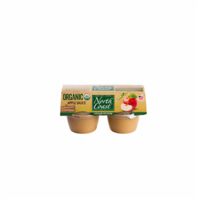 North Coast Organic Apple Sauce 4 Pk Cups 16 oz (Pack of 12)
