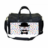 Hipster Face on Polka Dots Large Black Duffel Style Diaper Baby Bag