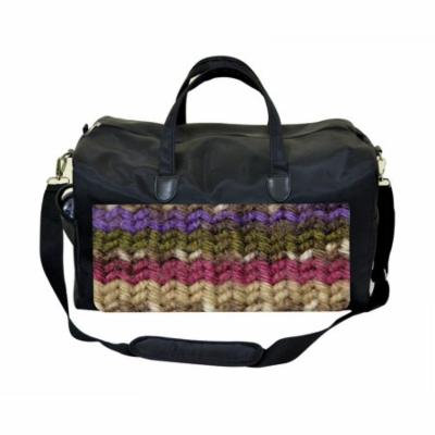 Yarn Print Design Large Black Duffel Style Diaper Baby Bag