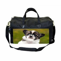 Hipster Chihuahua Large Black Duffel Style Diaper Baby Bag