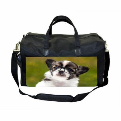 Hipster Chihuahua Large Black Duffel Style Diaper Baby Bag