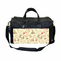 Vintage Paris Print Large Black Duffel Style Diaper Baby Bag