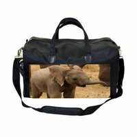 Baby Elephant Large Black Duffel Style Diaper Baby Bag