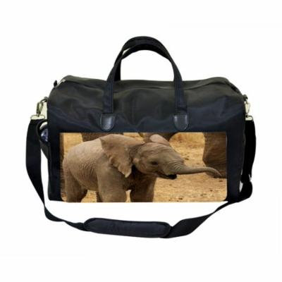 Baby Elephant Large Black Duffel Style Diaper Baby Bag