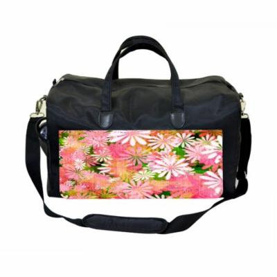 Flower Power Large Black Duffel Style Diaper Baby Bag