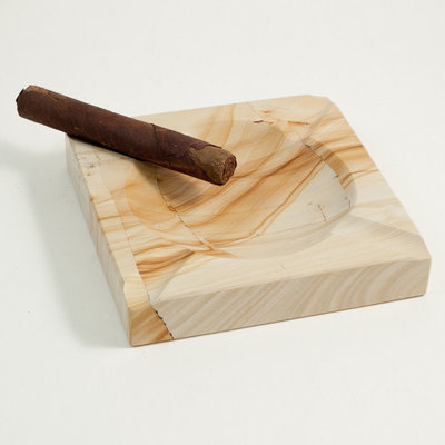 Solid Marble Cigar Ashtray, Square, Natural, C304