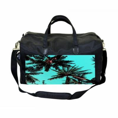 Palm Trees Bottom View Print Large Black Duffel Style Diaper Baby Bag