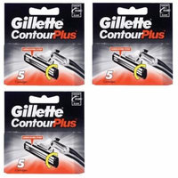 Gillette Contour Plus (same as Atra Plus) Refill Blade Cartridges, 5 Count (Pack of 3) + Makeup Blender Sponge