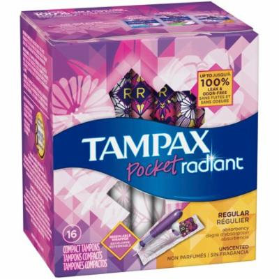 Tampax Pocket Radiant Regular Unscented Compact Tampons 16 ct
