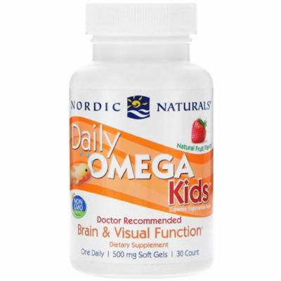 Nordic Naturals, Daily Omega Kids, Natural Fruit Flavor, 500 mg, 30 Soft Gels(pack of 3)