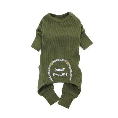Sweet Dreams Thermal Dog Pajamas by Doggie Design - Herb Green Large