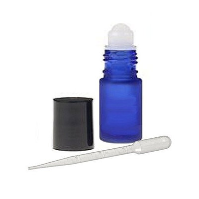 Grand Parfums 12 Glass Roll on Bottles, Cobalt Frosted Blue Glass 4ml, 1/8 Oz for Fragrance, Aromatherapy, Essential Oils, Lip Gloss/Balm