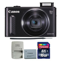 Canon PowerShot SX610 HS 20.2MP 18x Optical Zoom Wifi Digital Camera BLACK with 16GB Memory Card