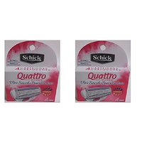 Schick Quattro for Women Razor Refill Blade Cartridges, Ultra Smooth, 4 Ct. (Pack of 2) + FREE Assorted Purse Kit/Cosmetic Bag Bonus Gift