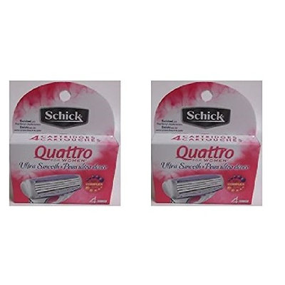 Schick Quattro for Women Razor Refill Blade Cartridges, Ultra Smooth, 4 Ct. (Pack of 2) + FREE Assorted Purse Kit/Cosmetic Bag Bonus Gift