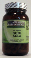 Gotu Kola No Chinese Ingredients American Supplements 90 VCaps