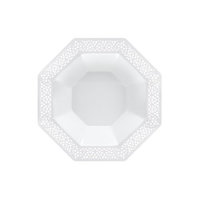 Lillian Dinnerware, Lacetagon Plastic Bowl, Pearl, 14 Oz, 10 Ct