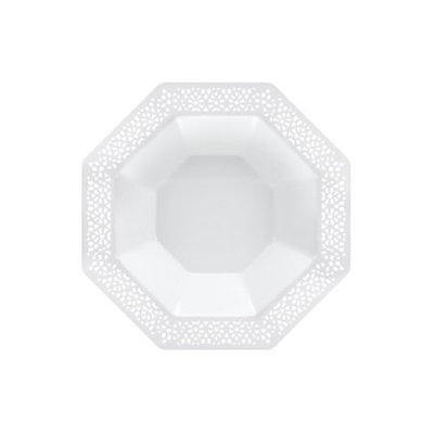 Lillian Dinnerware, Lacetagon Plastic Bowl, Pearl, 14 Oz, 10 Ct