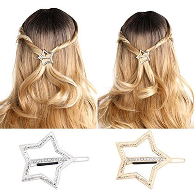 Unicra Hair Barrettes for Women - 8 Pcs Hair Bows for Girls Valentine's Day Present (Gold and Silver)