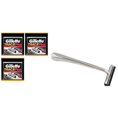 Trac II Chrome Handle + Trac II Plus Refill RazorBlades 10 ct. (Pack of 3) + Makeup Blender