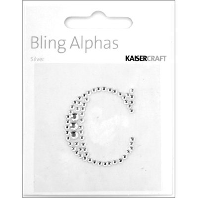 Kaisercraft Bling Alphas Rhinestone Letter, Silver Crystal C