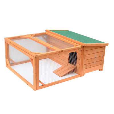 PawHut Small Wooden Bunny Rabbit & Guinea Pig / Chicken Coop w/ Outdoor Run