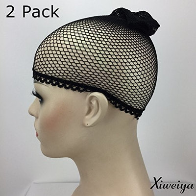 Black Xiweiya Design Wig Caps net - Neutral (2 Pack) Neutral Nude Beige and Black Mesh