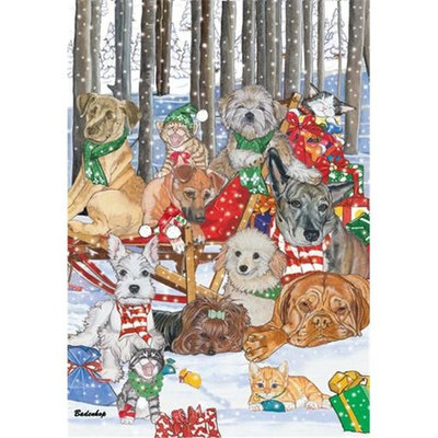 Pipsqueak Productions C517 Mix Dog With Cat Holiday Boxed Cards