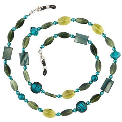 Beaded Shell Eyeglass Chain Holder Fashion Lanyard Necklace, Oceana Blue
