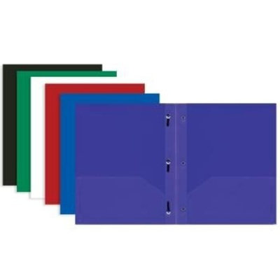 Bazic Solid Color 2-Pockets Poly Portfolio W/3 Prongs(pack Of 48)